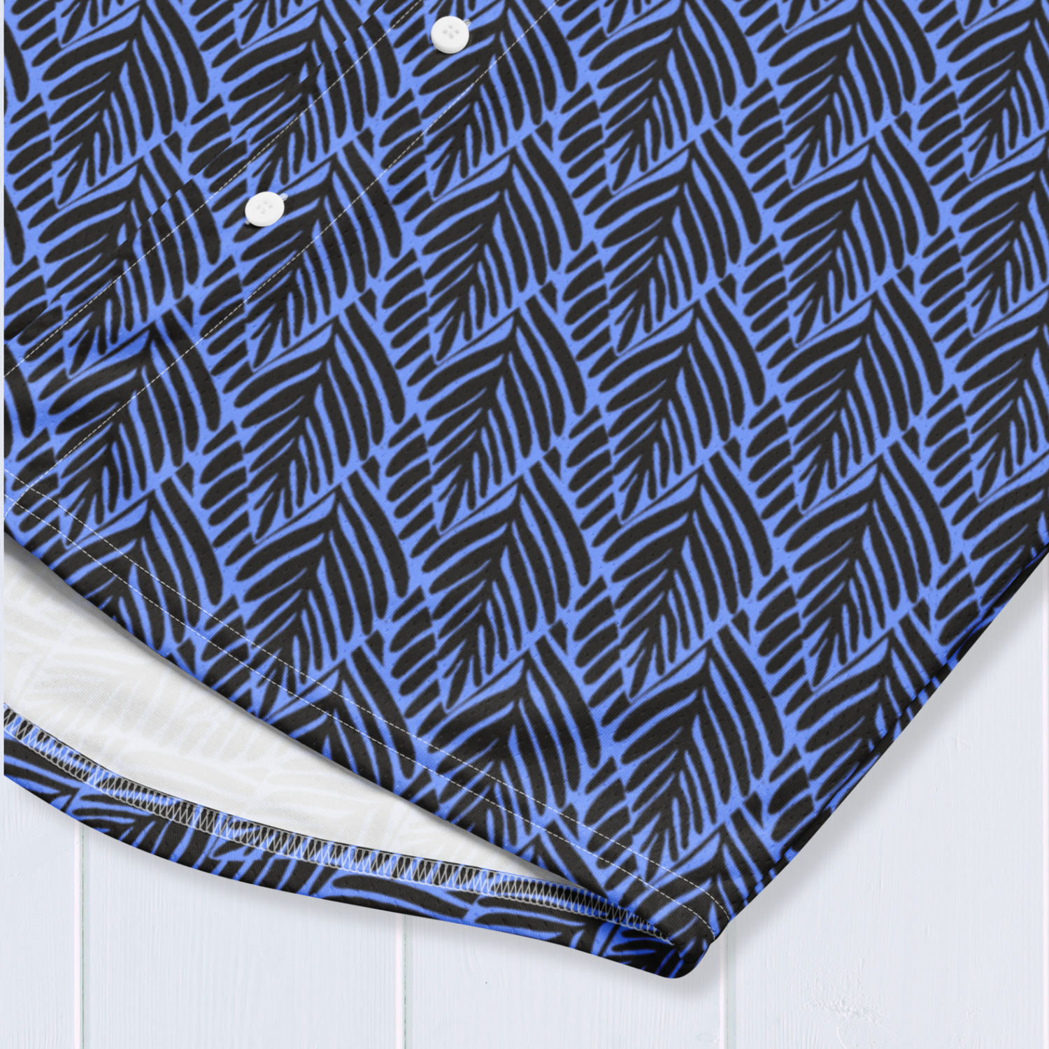 Black and Blue Palm Baseball Jersey - Lightweight Recycled Fabric - Moisture-Wicking with UPF 50+