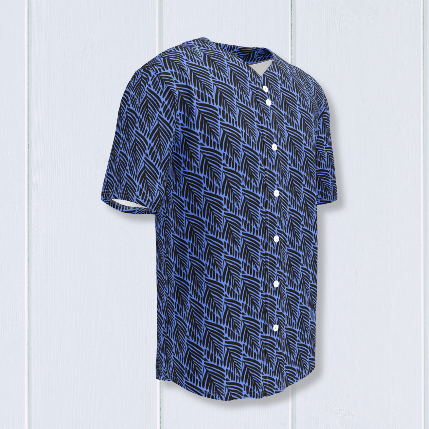 Black and Blue Palm Baseball Jersey - Lightweight Recycled Fabric - Moisture-Wicking with UPF 50+