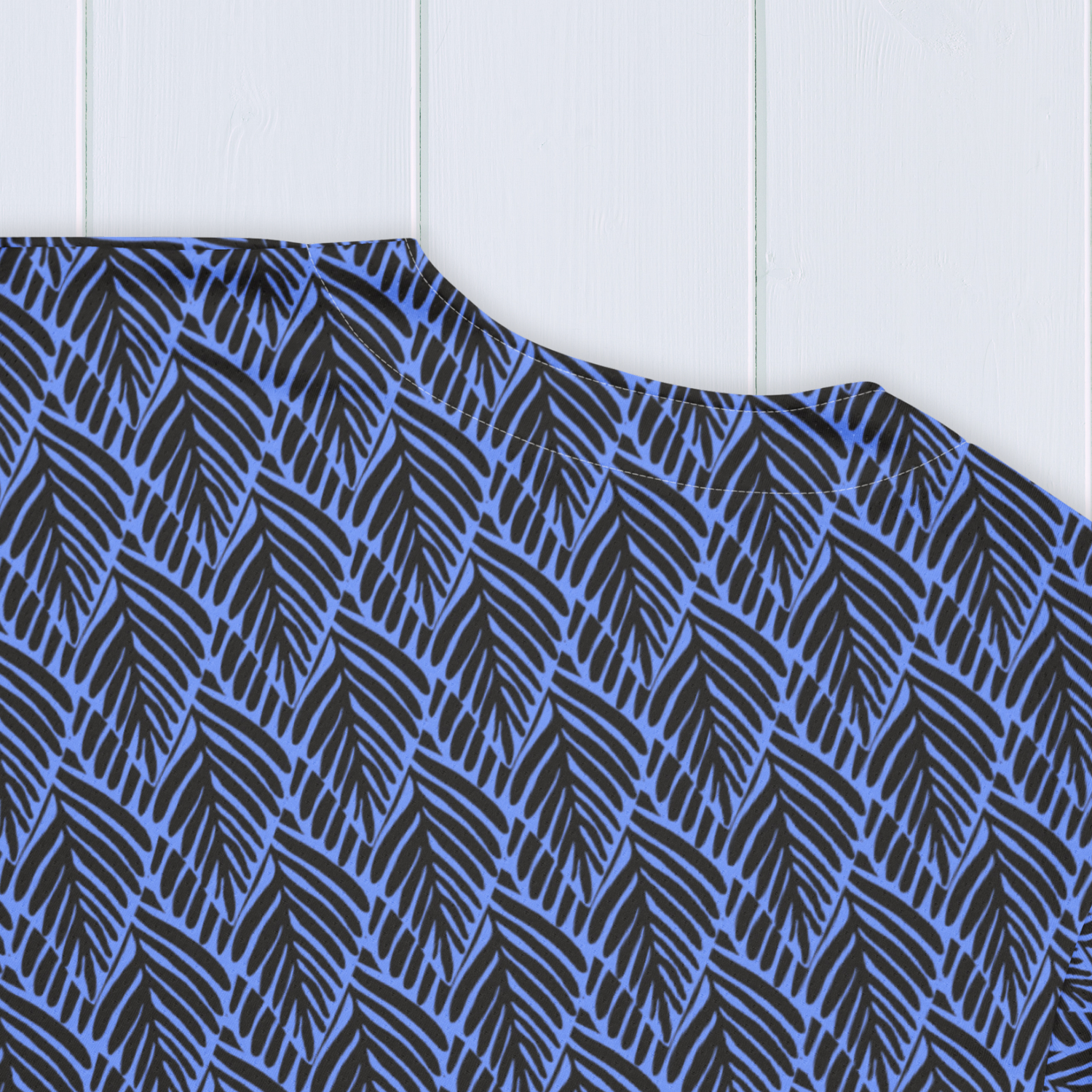 Black and Blue Palm Baseball Jersey - Lightweight Recycled Fabric - Moisture-Wicking with UPF 50+