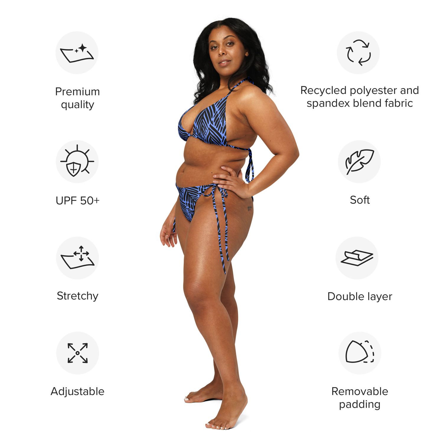 Tropic Blues Recycled String Bikini Separates for Women - Eco-Friendly Beachwear