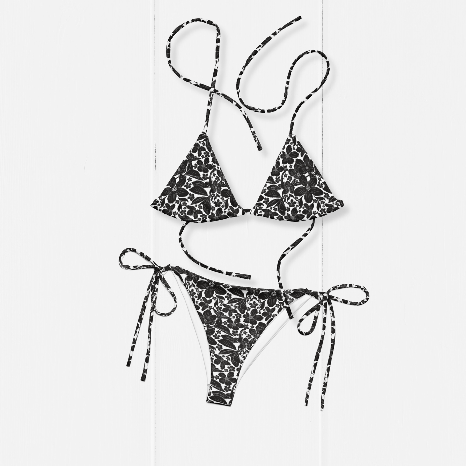 Women&#39;s Floral Recycled UP50 String Bikini Separates