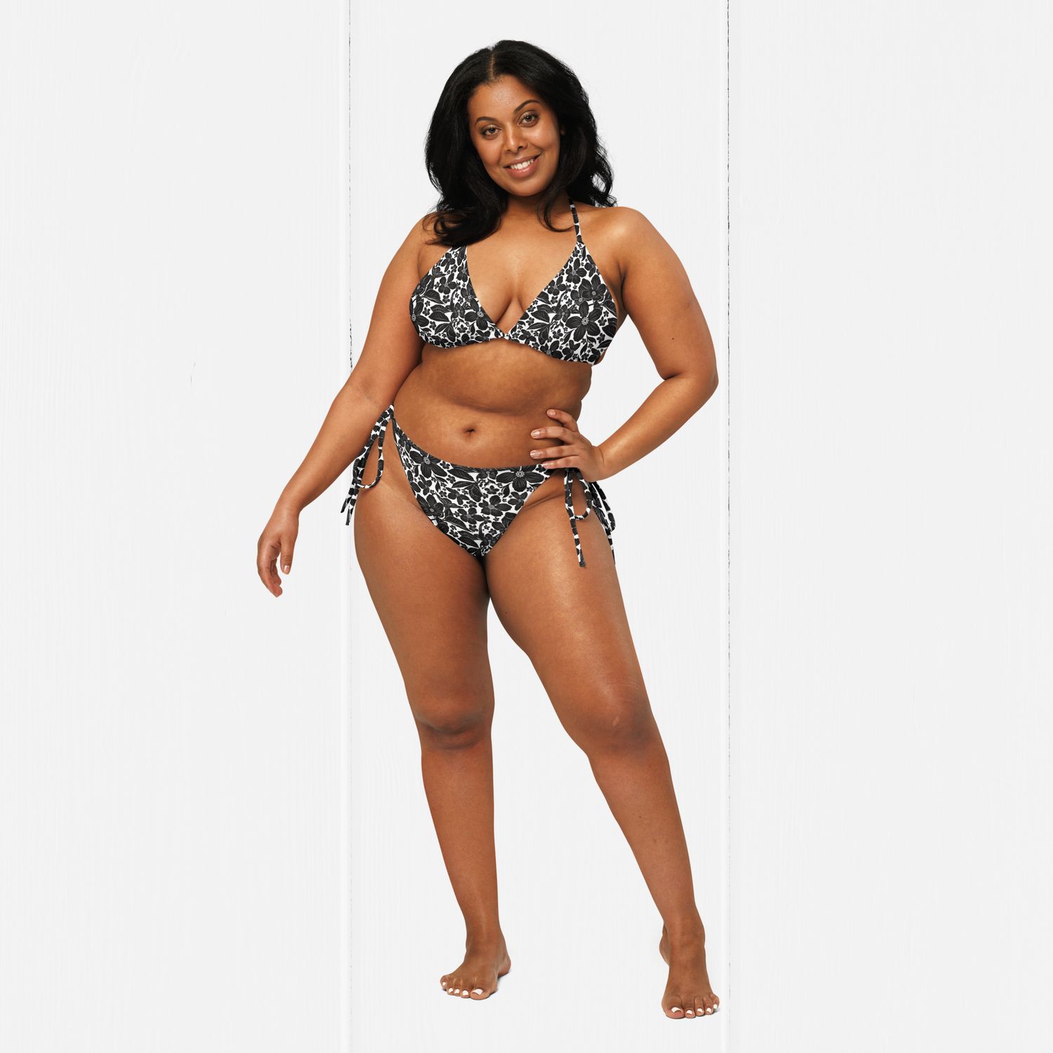 Women&#39;s Floral Recycled UP50 String Bikini Separates