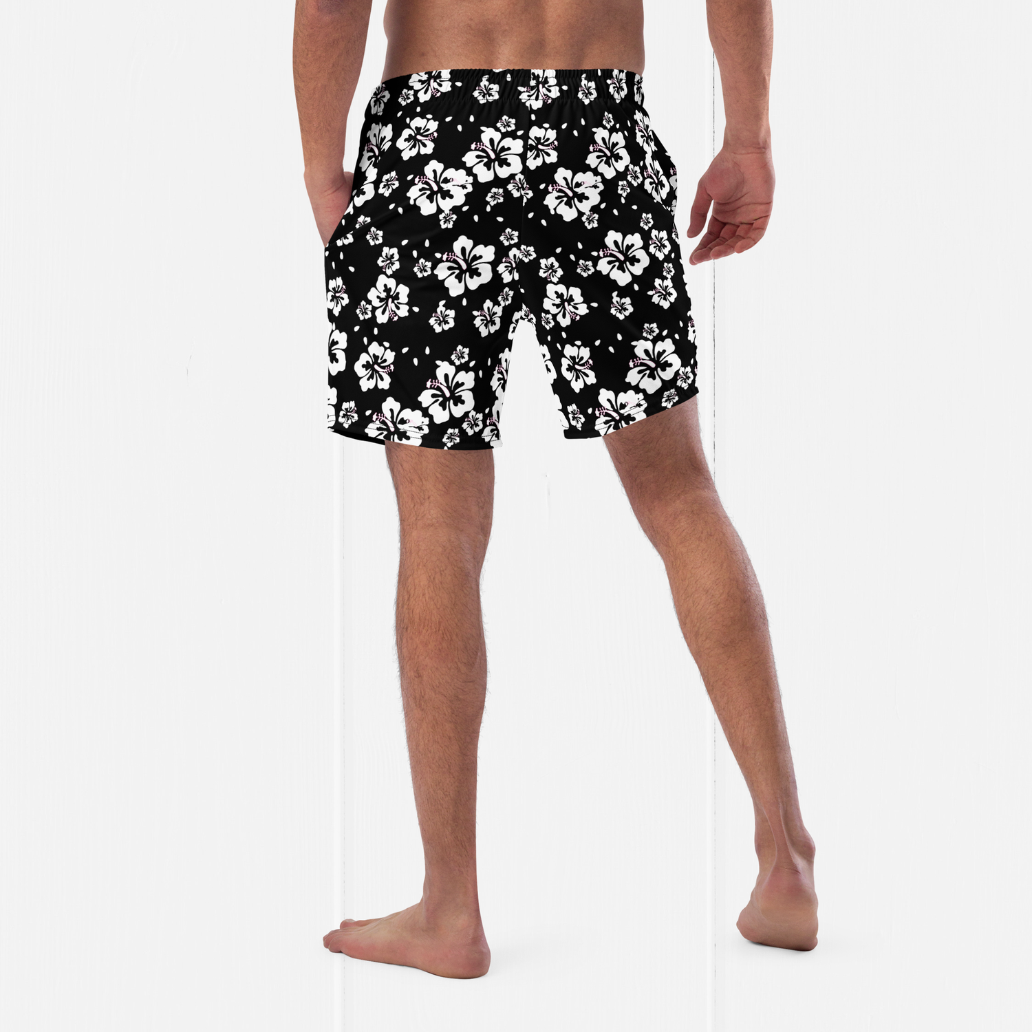 Men’s Floral Anti-Chafe Swim Trunks. 4 Way Stretch UPF 50+