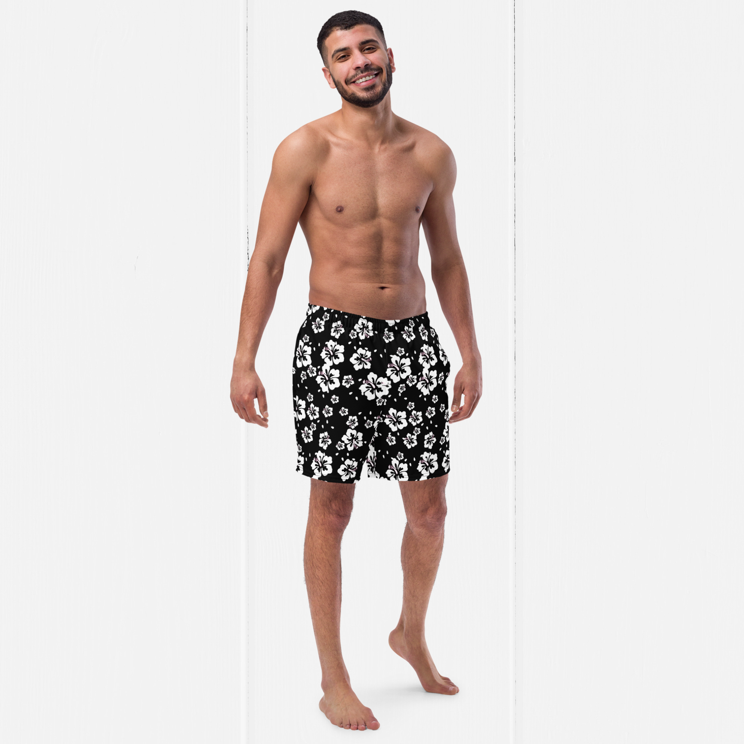 Men’s Floral Anti-Chafe Swim Trunks. 4 Way Stretch UPF 50+