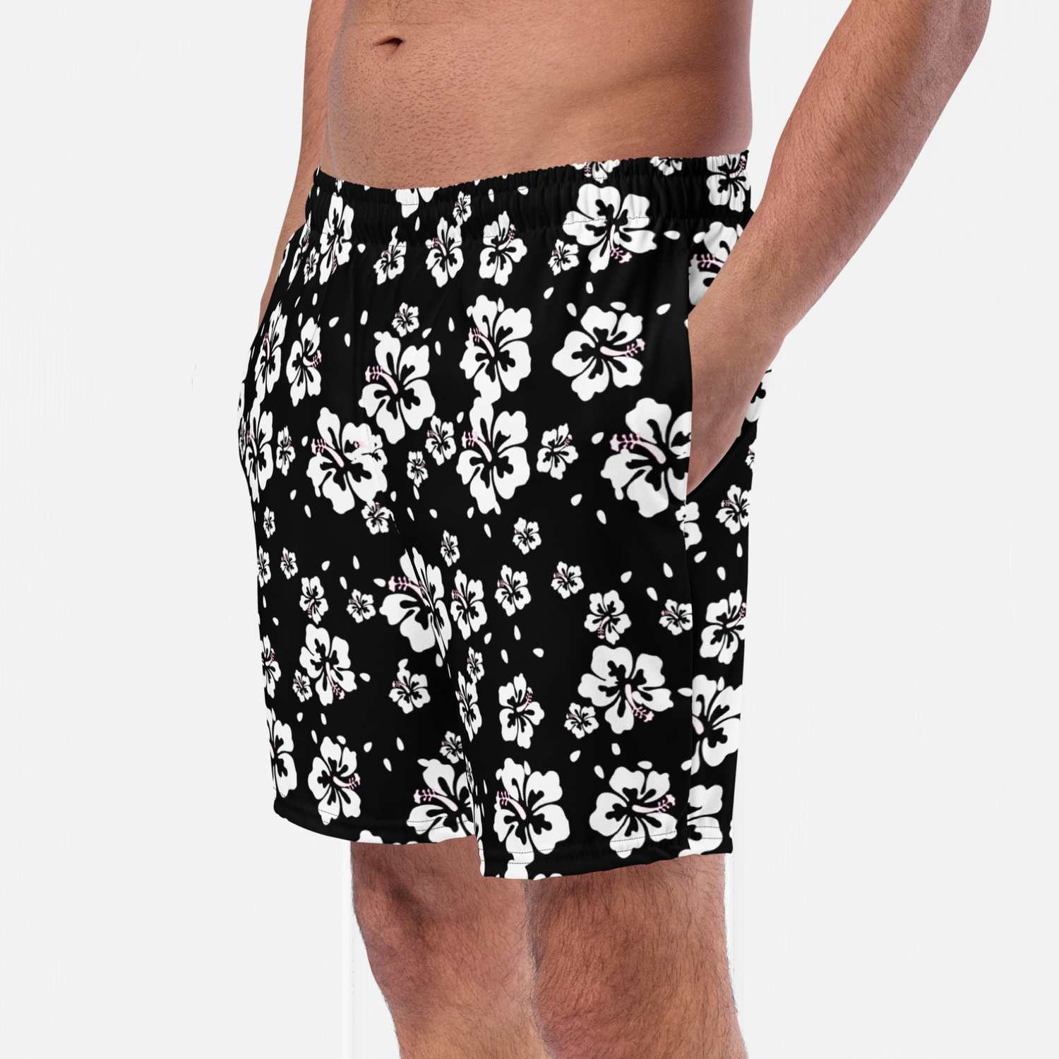 Men’s Floral Anti-Chafe Swim Trunks. 4 Way Stretch UPF 50+