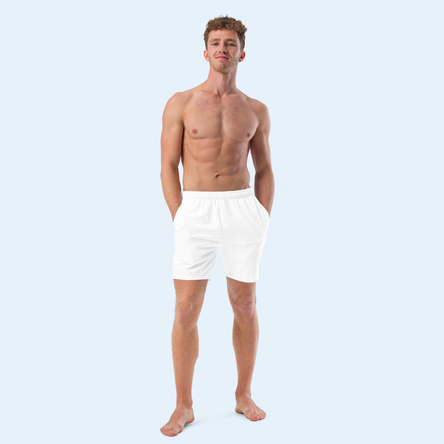 Men&#39;s White UP50+ Swim Trunks.