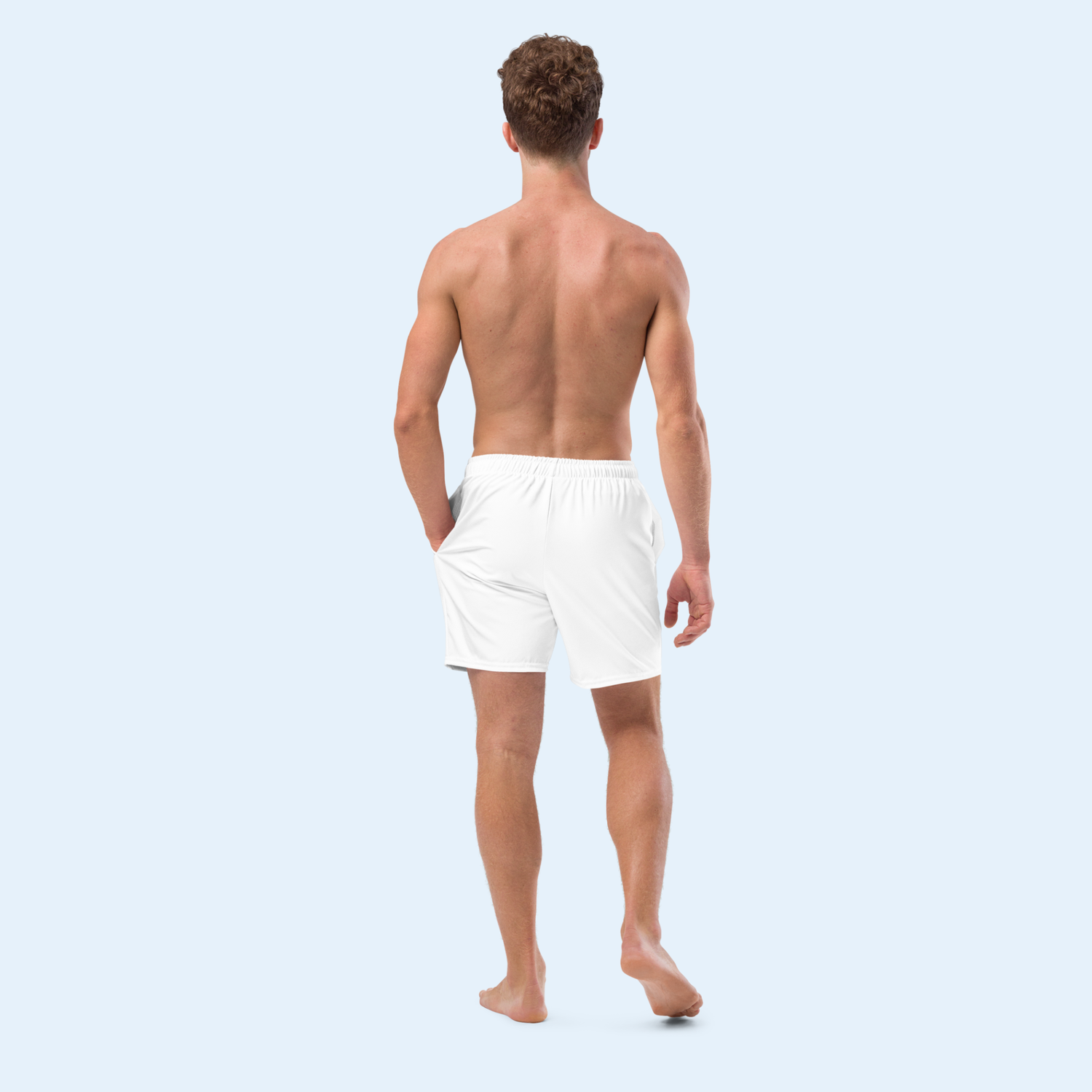 Men&#39;s White UP50+ Swim Trunks.