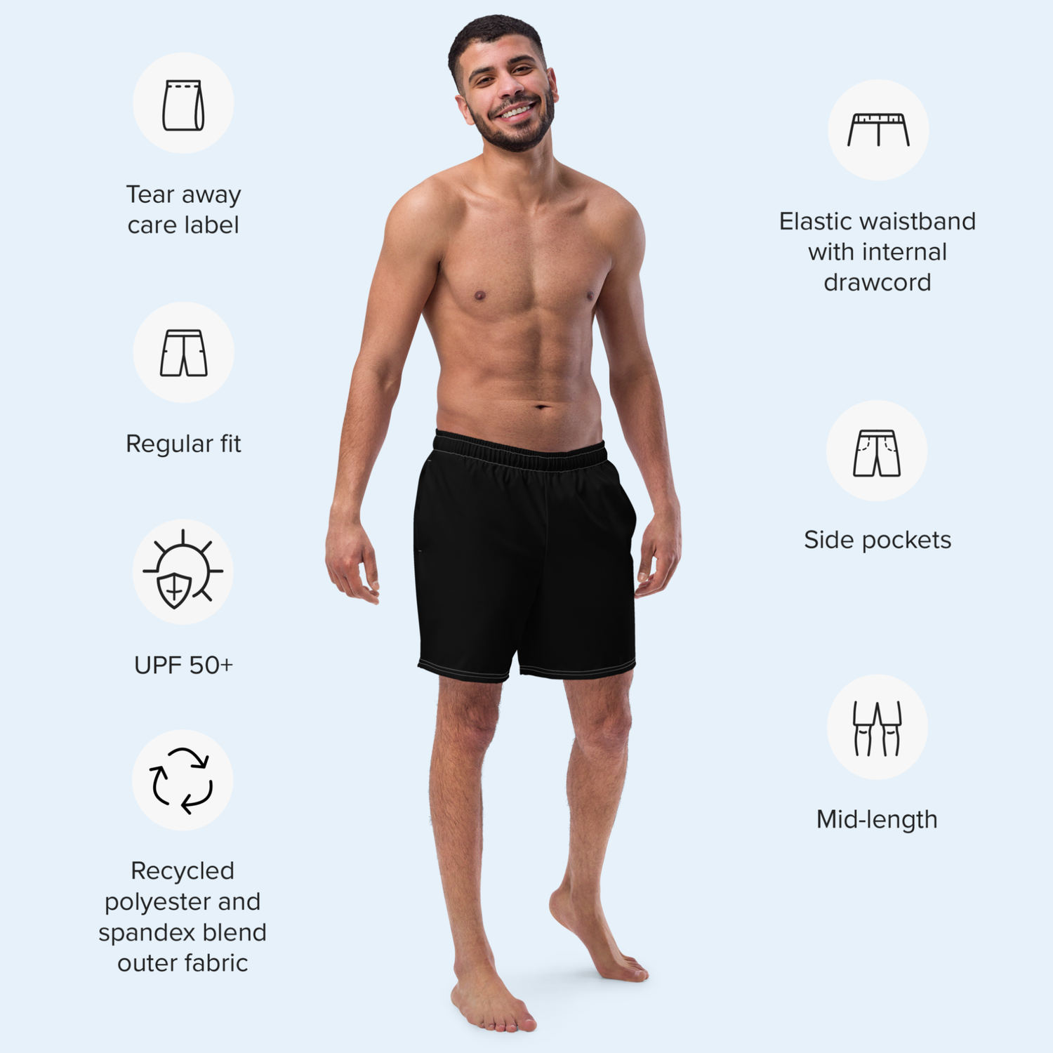 Men’s Performance Swim Trunks - Breathable, Stretch, No-Chafe Fit