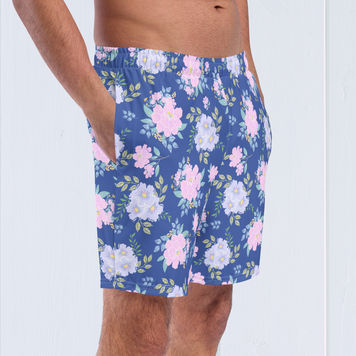 Men&#39;s Floral Swimwear. UP50+ Four Way Stretch Swim Shorts.