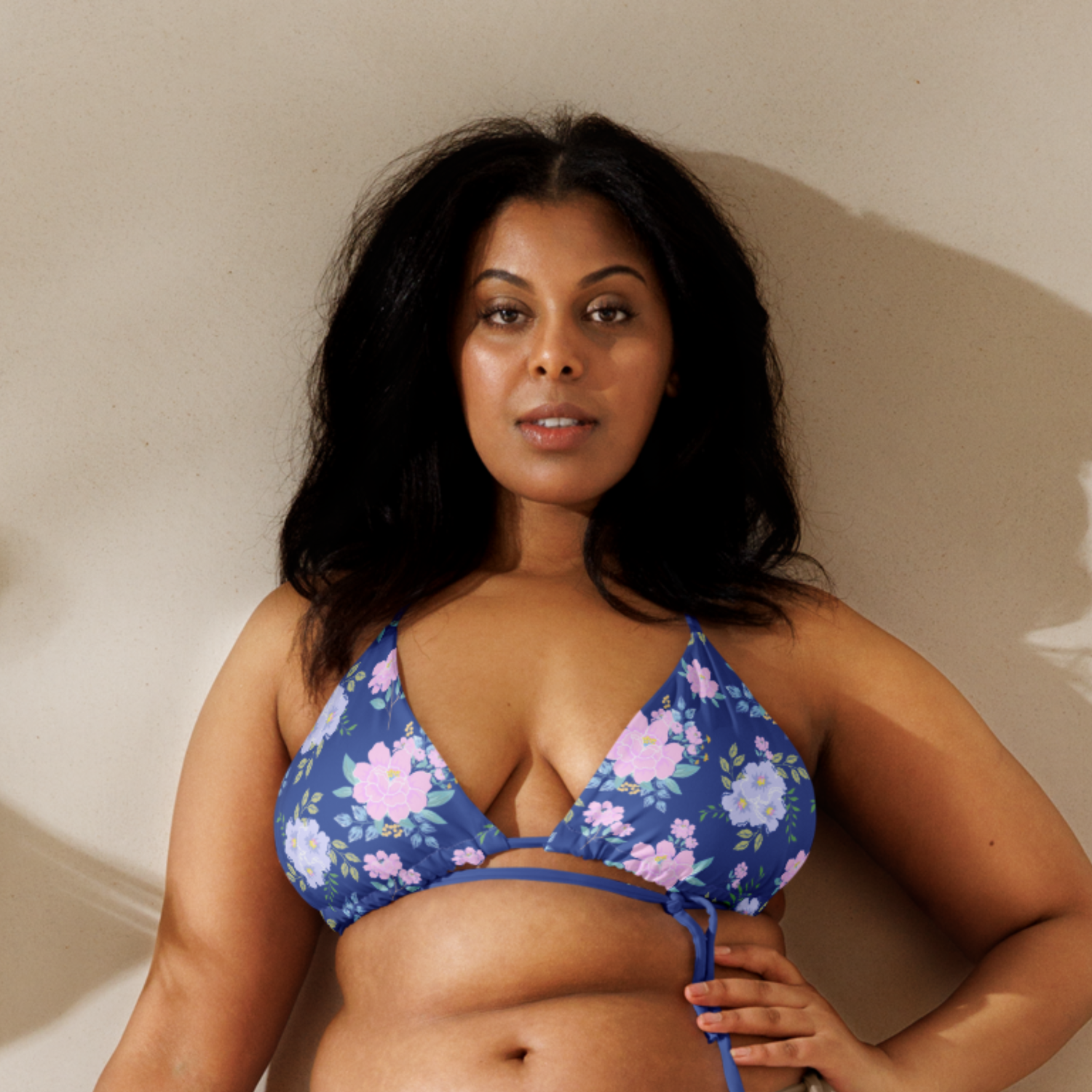 Recycled Floral String Bikini. Soft and stretchy with UPF 50+