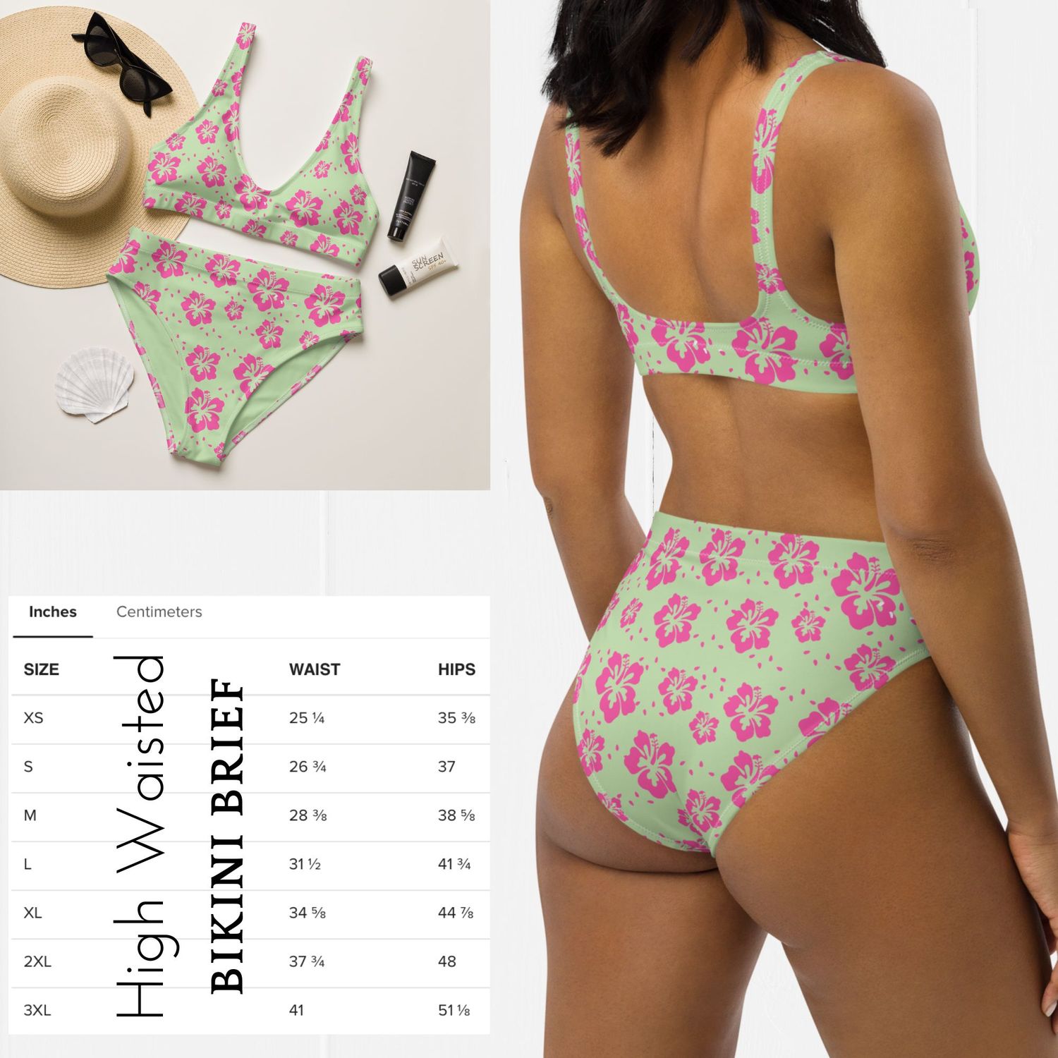 Y2K Hot Pink and Mint Couples Swimsuits