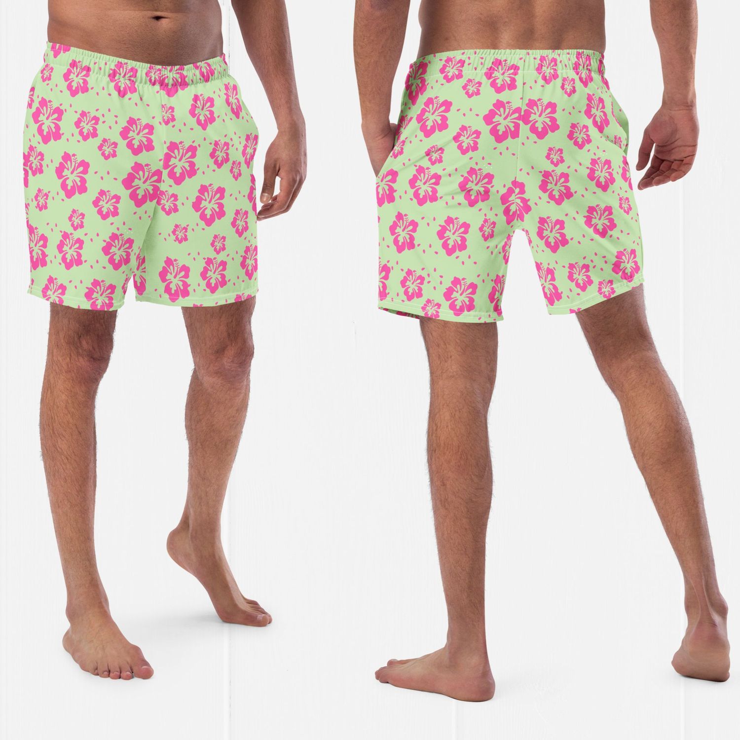 Y2K Hot Pink and Mint Couples Swimsuits