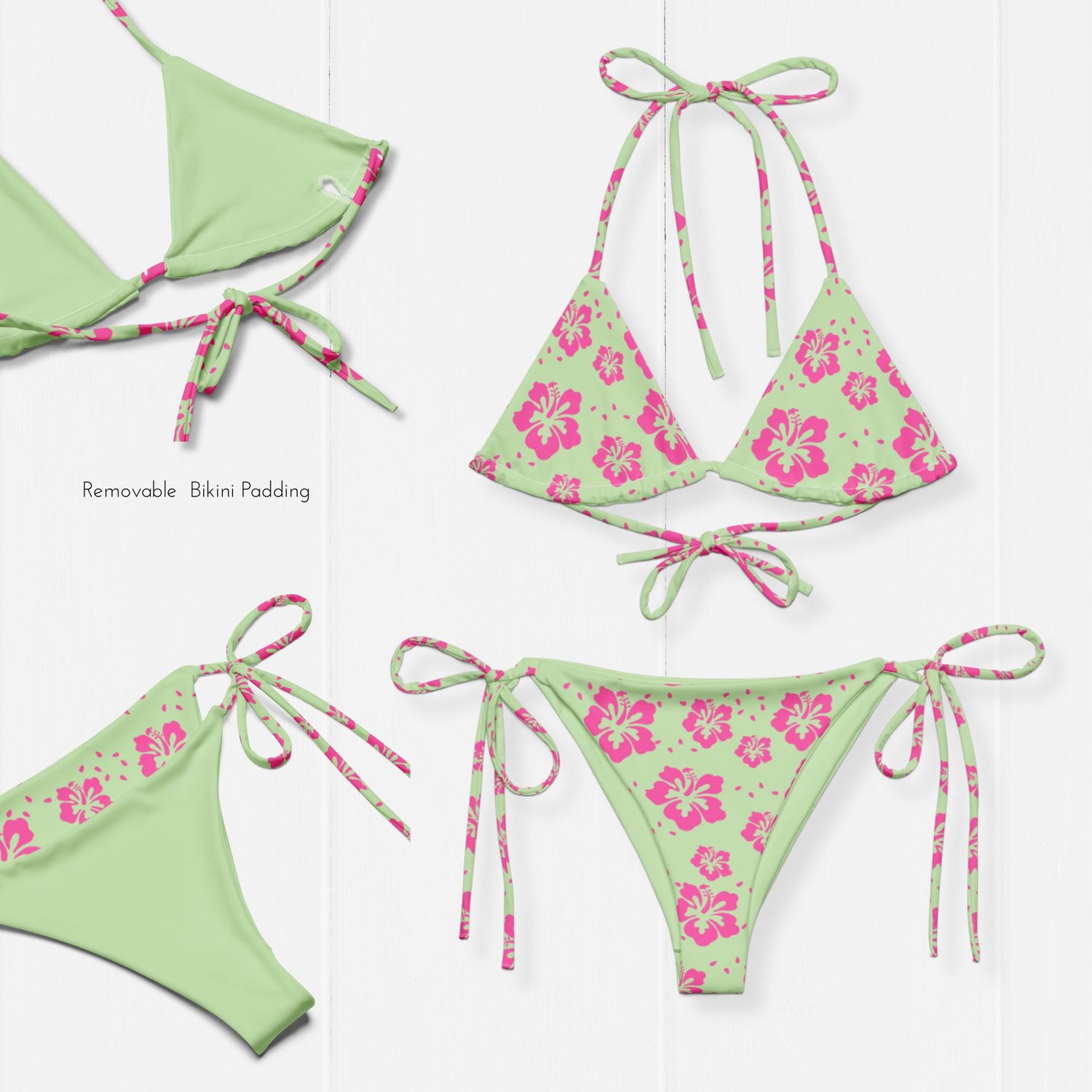 Y2K Hot Pink and Mint Couples Swimsuits