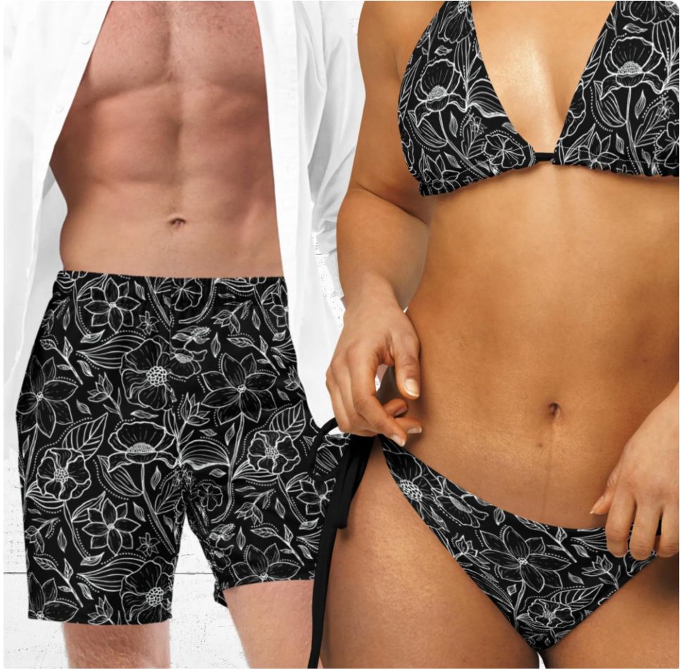 His and Hers Tropical Swimsuits 