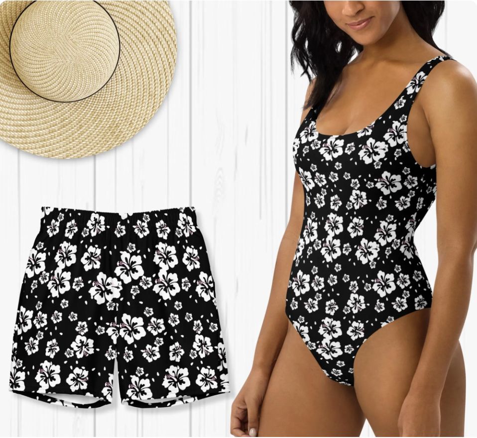 Matching Couples Floral UPF 50+ Swimwear