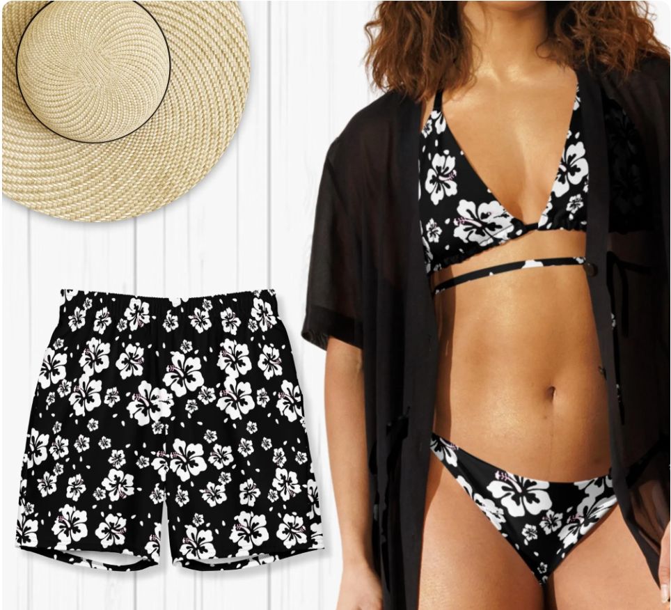 Matching Couples Floral UPF 50+ Swimwear