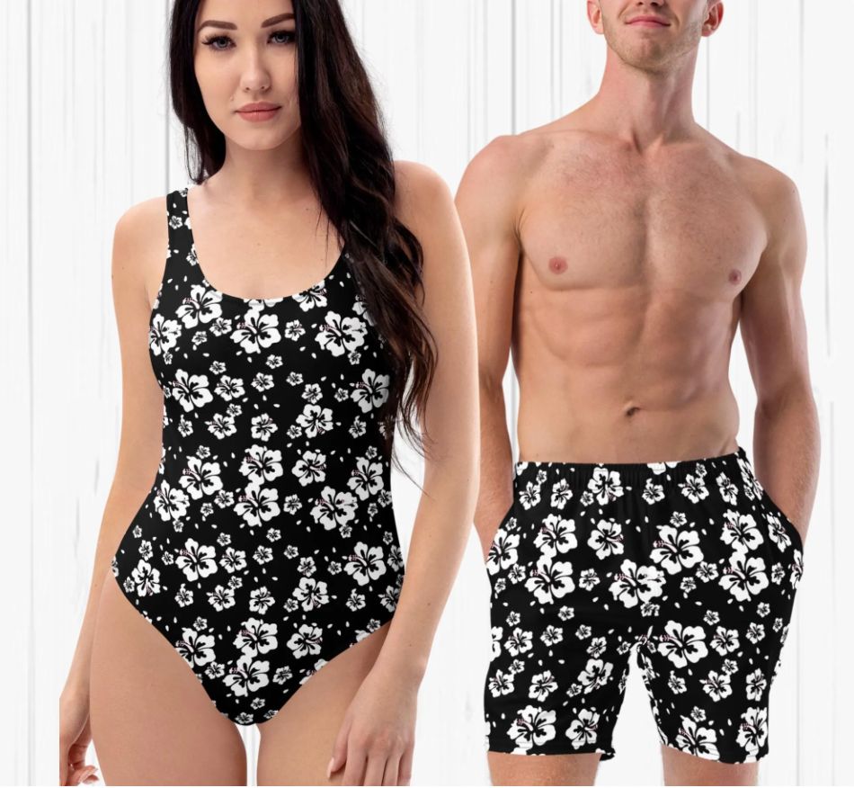 Matching Couples Floral UPF 50+ Swimwear