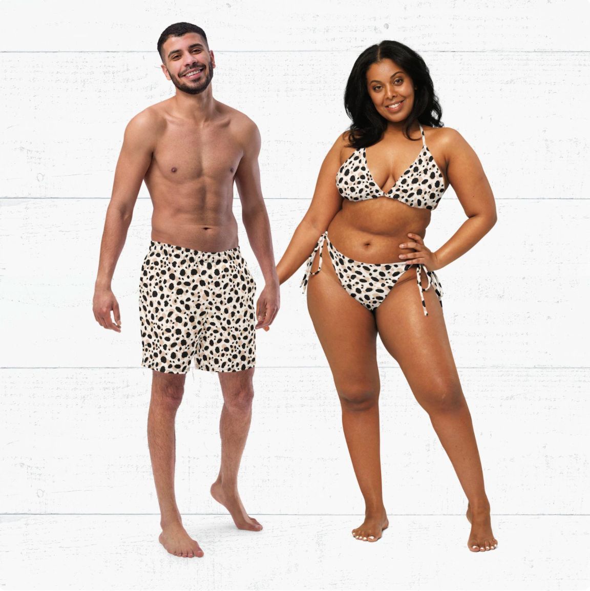 Safari Print Matching Swimsuits for Couples | Mr &amp; Mrs Vacation Beachwear | His and Hers Plus Size Options