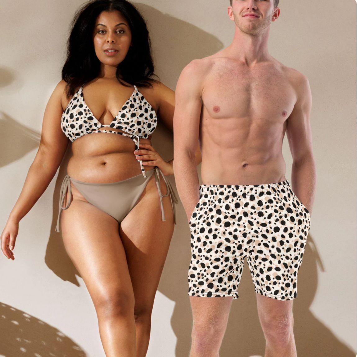 Safari Print Matching Swimsuits for Couples | Mr &amp; Mrs Vacation Beachwear | His and Hers Plus Size Options