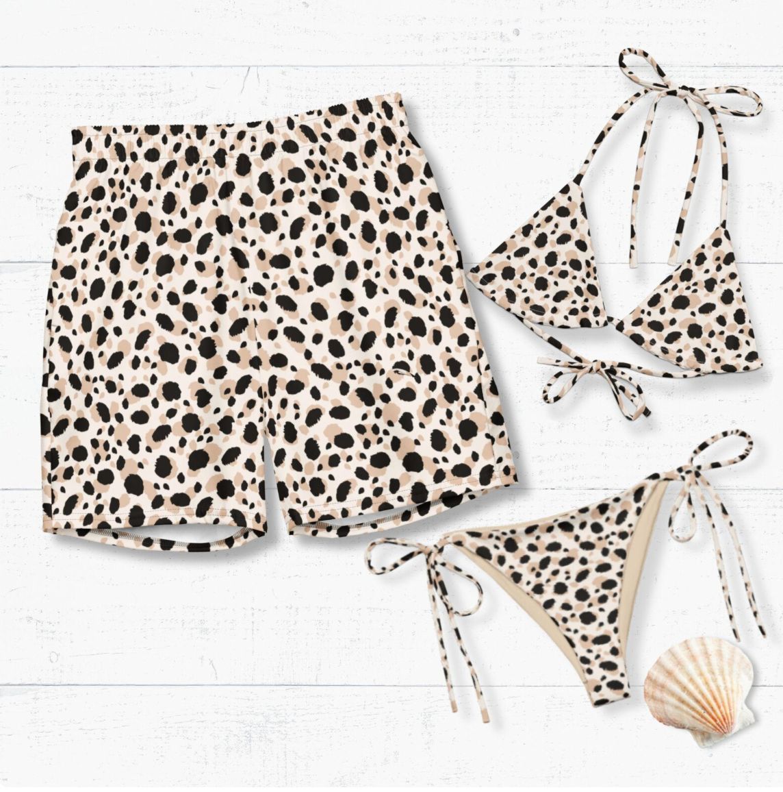 Safari Print Matching Swimsuits for Couples | Mr &amp; Mrs Vacation Beachwear | His and Hers Plus Size Options