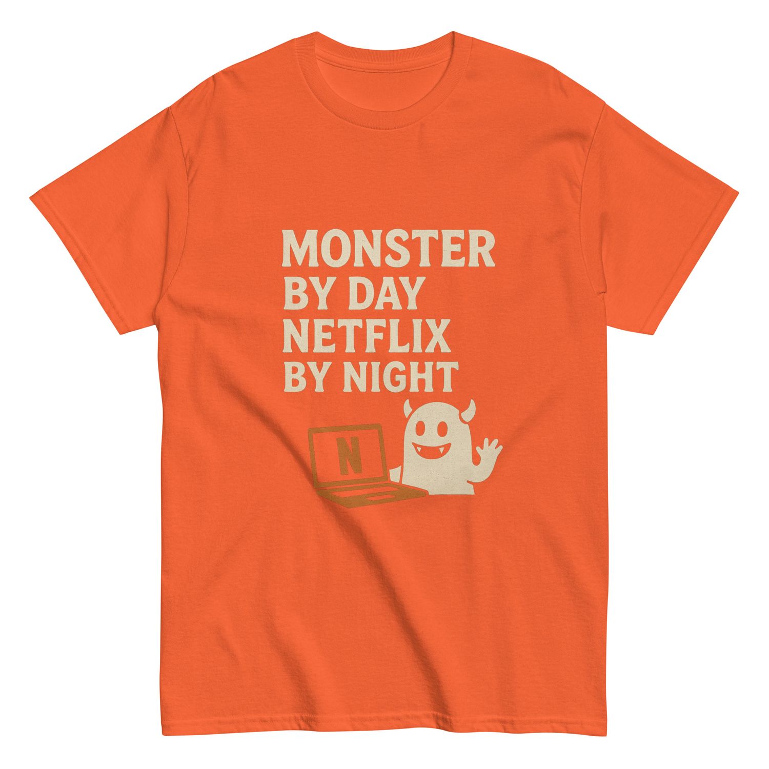 Monster By Day Netflix By Night Shirt, Funny Halloween T-Shirt, Spooky Movie Night Tee, Cute Monster Graphic Tee, Cozy Halloween Costume Top