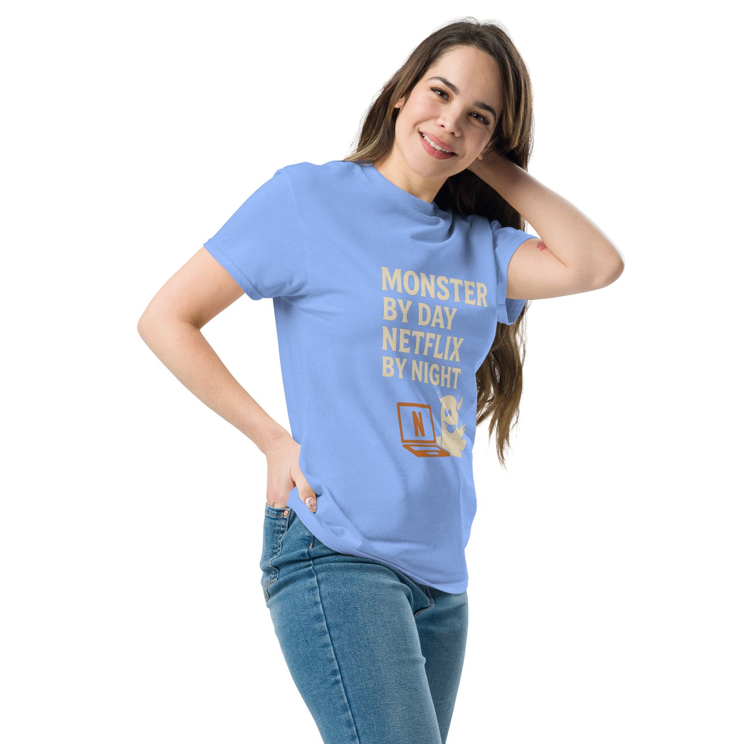 Monster By Day Netflix By Night Shirt, Funny Halloween T-Shirt, Spooky Movie Night Tee, Cute Monster Graphic Tee, Cozy Halloween Costume Top