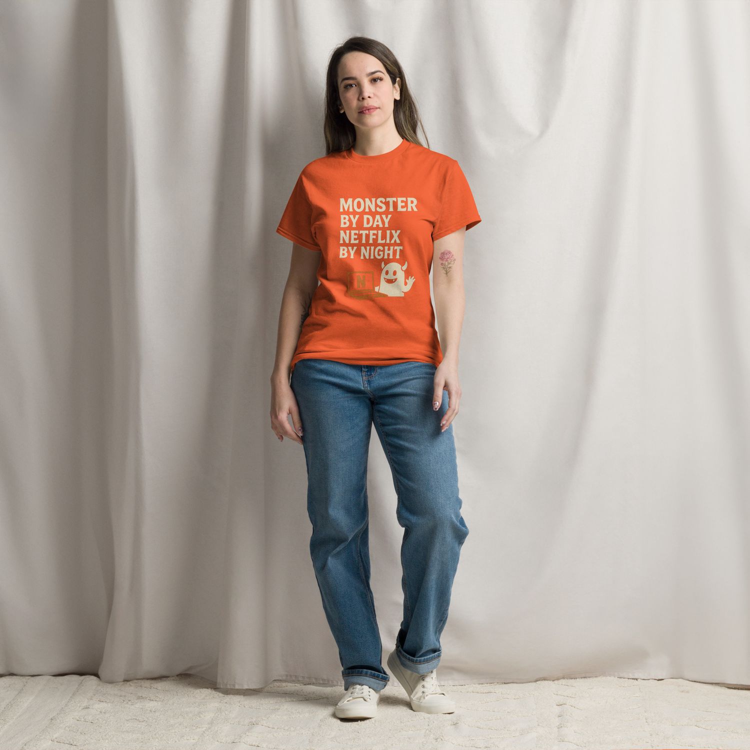 Monster By Day Netflix By Night Shirt, Funny Halloween T-Shirt, Spooky Movie Night Tee, Cute Monster Graphic Tee, Cozy Halloween Costume Top