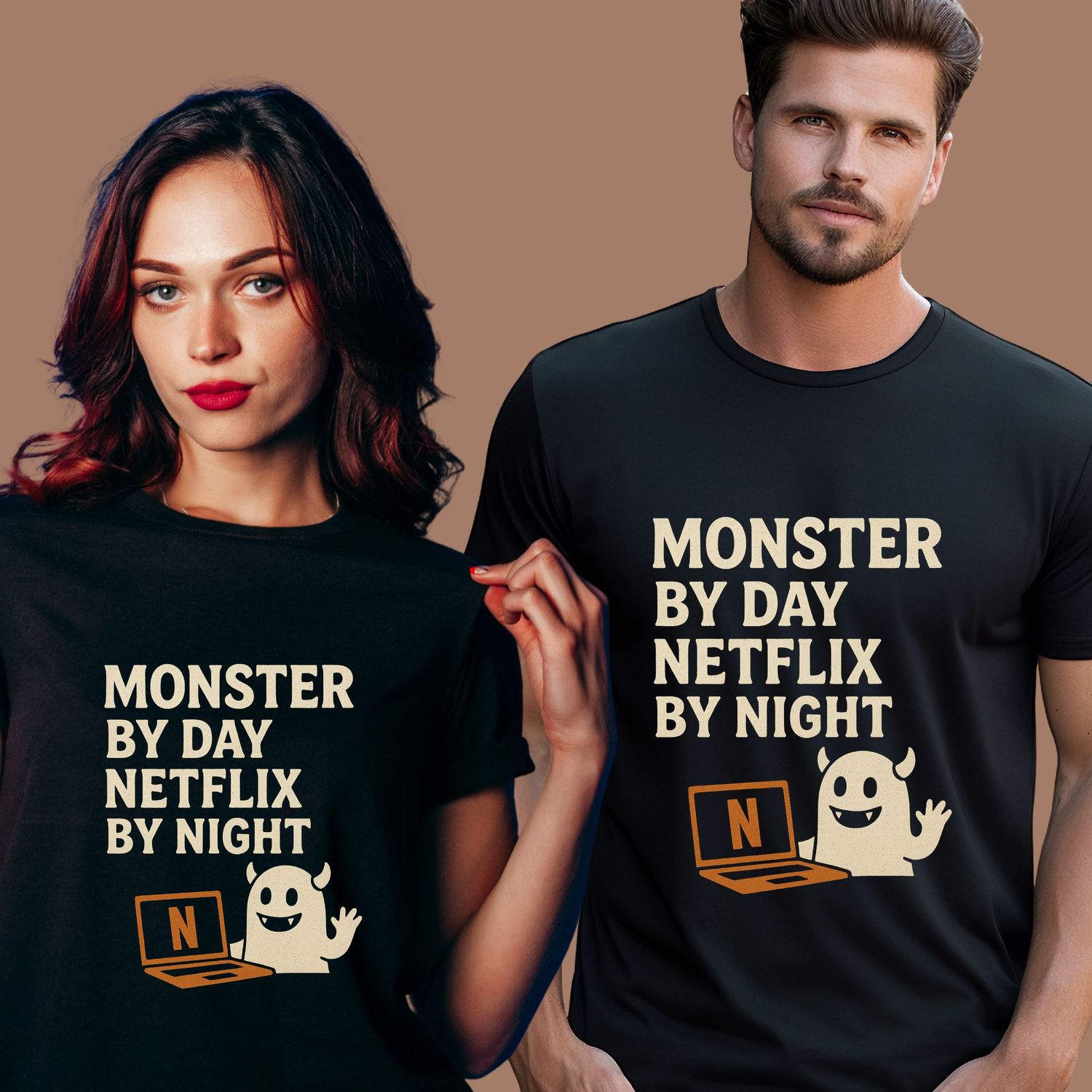 Monster By Day Netflix By Night Shirt, Funny Halloween T-Shirt, Spooky Movie Night Tee, Cute Monster Graphic Tee, Cozy Halloween Costume Top