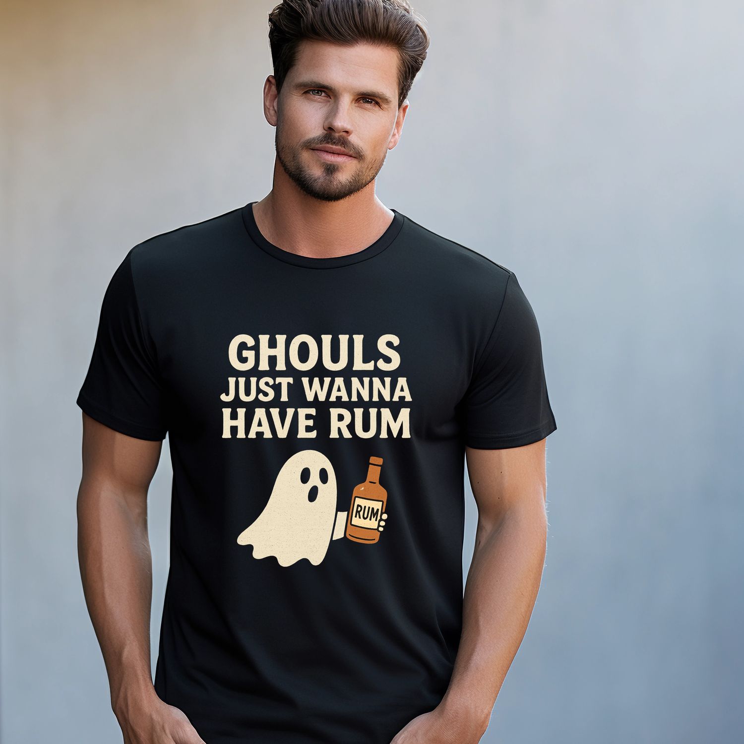Ghouls Just Wanna Have Rum Shirt, Ghost Party Tee, Unisex Spooky Graphic Tee for Halloween Costume