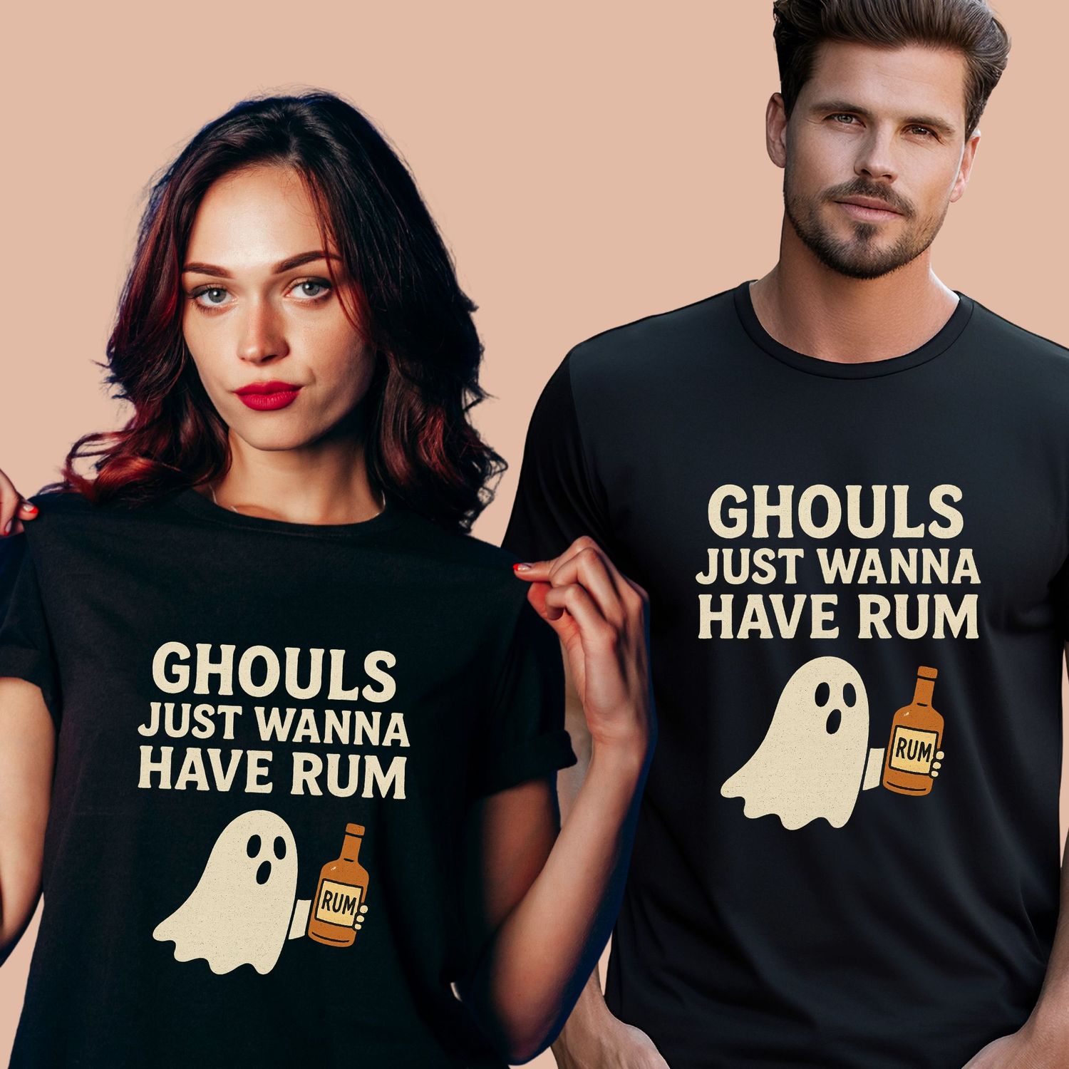 Ghouls Just Wanna Have Rum Shirt, Ghost Party Tee, Unisex Spooky Graphic Tee for Halloween Costume