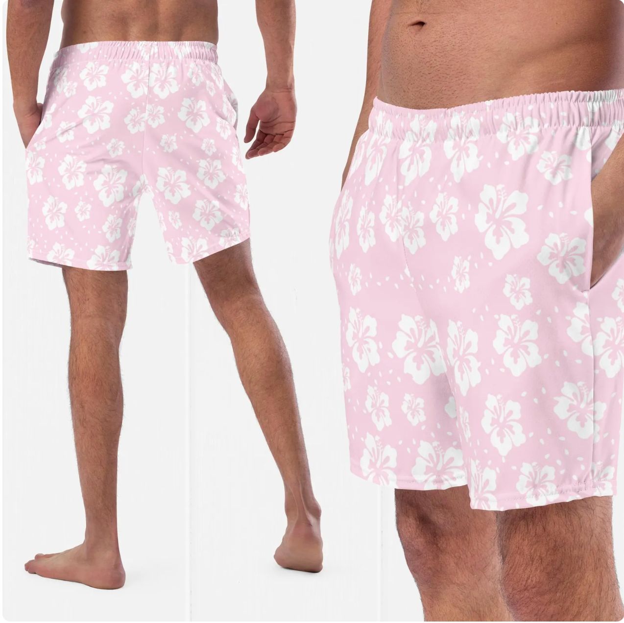 His and Hers Tropical Pastel Floral Swimsuits