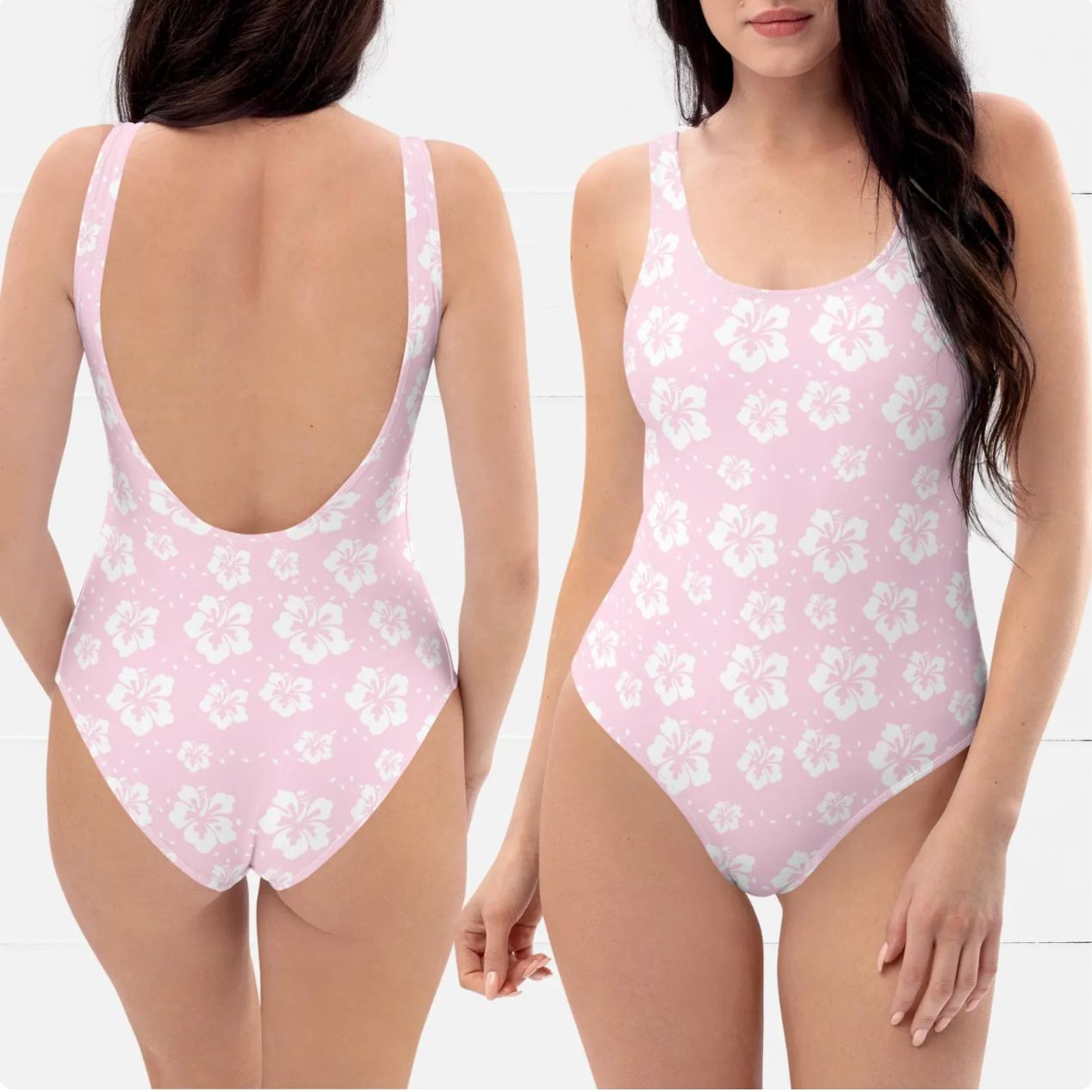 His and Hers Tropical Pastel Floral Swimsuits