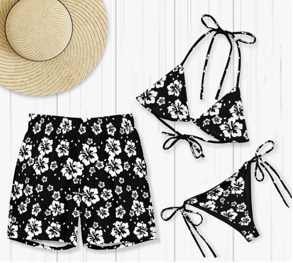 Matching Couples Floral UPF 50+ Swimwear