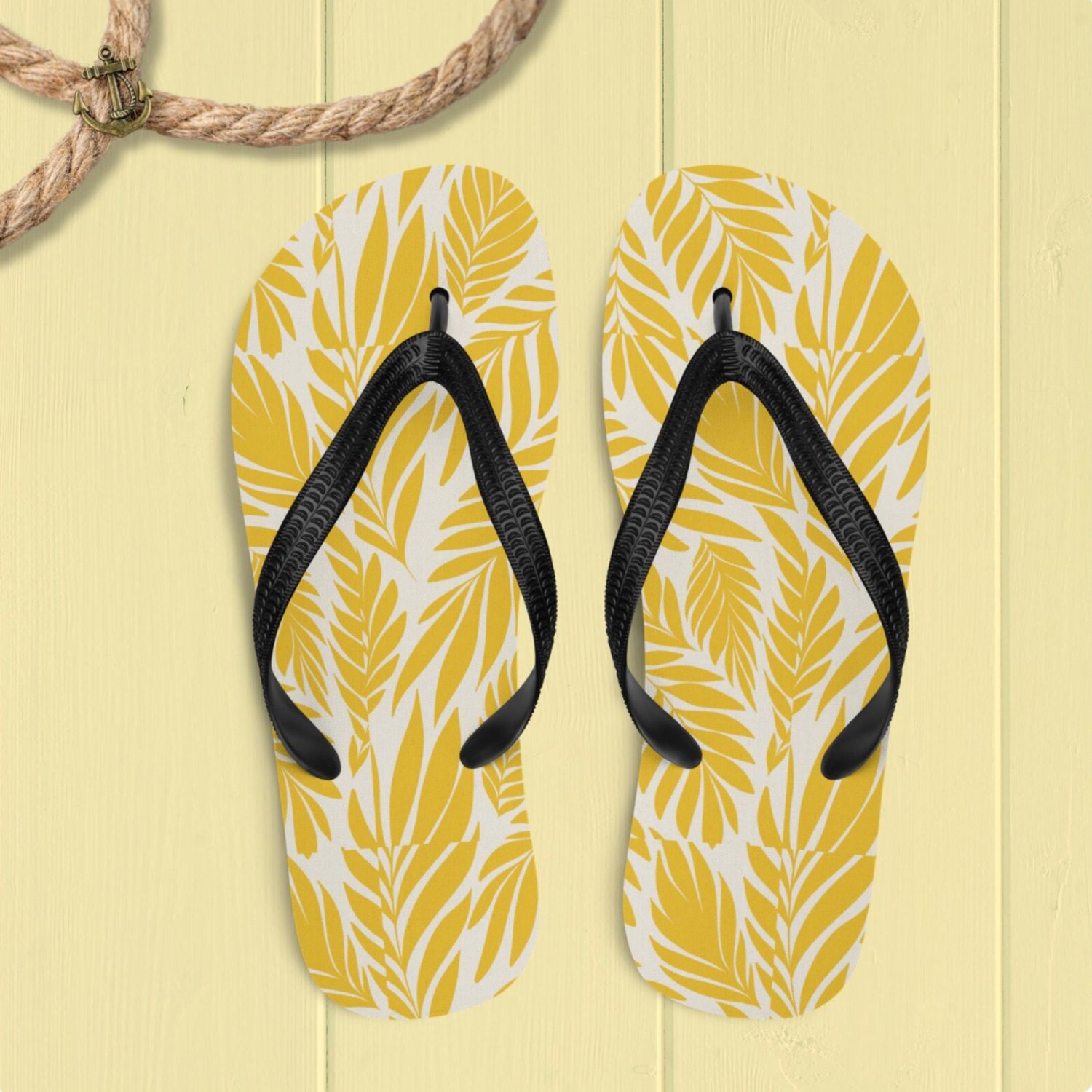 Yellow Palm Beach Sandals: Unisex Summer Slip-Ons
