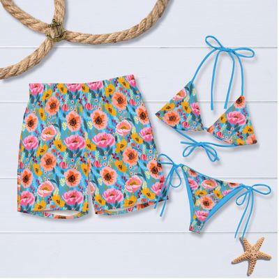 Matching Couples Vacation-Inspired Swimsuits, His &amp; Hers Beach Getaways Separates