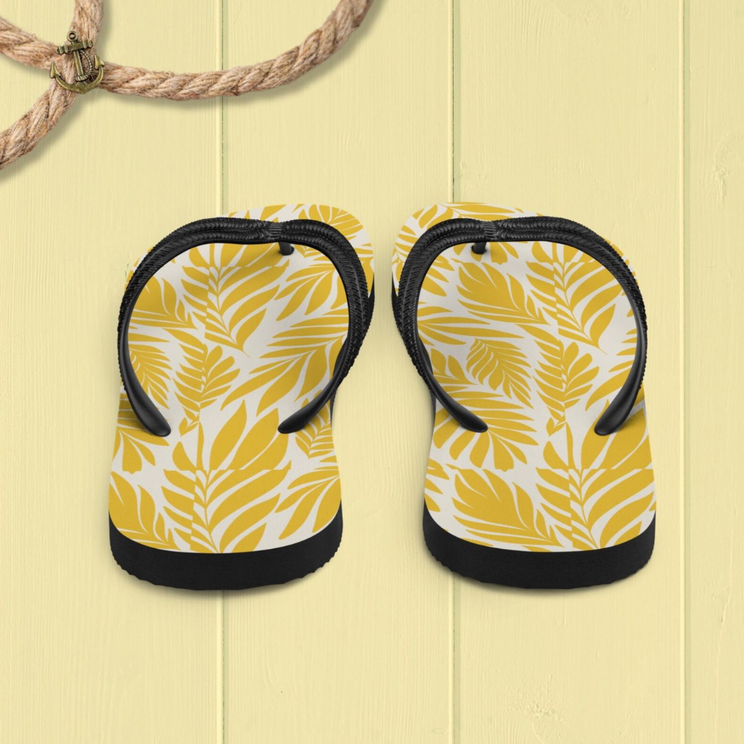 Yellow Palm Beach Sandals: Unisex Summer Slip-Ons