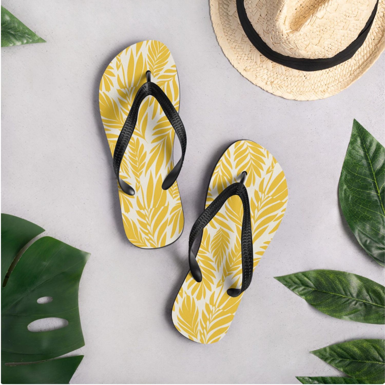 Yellow Palm Beach Sandals: Unisex Summer Slip-Ons