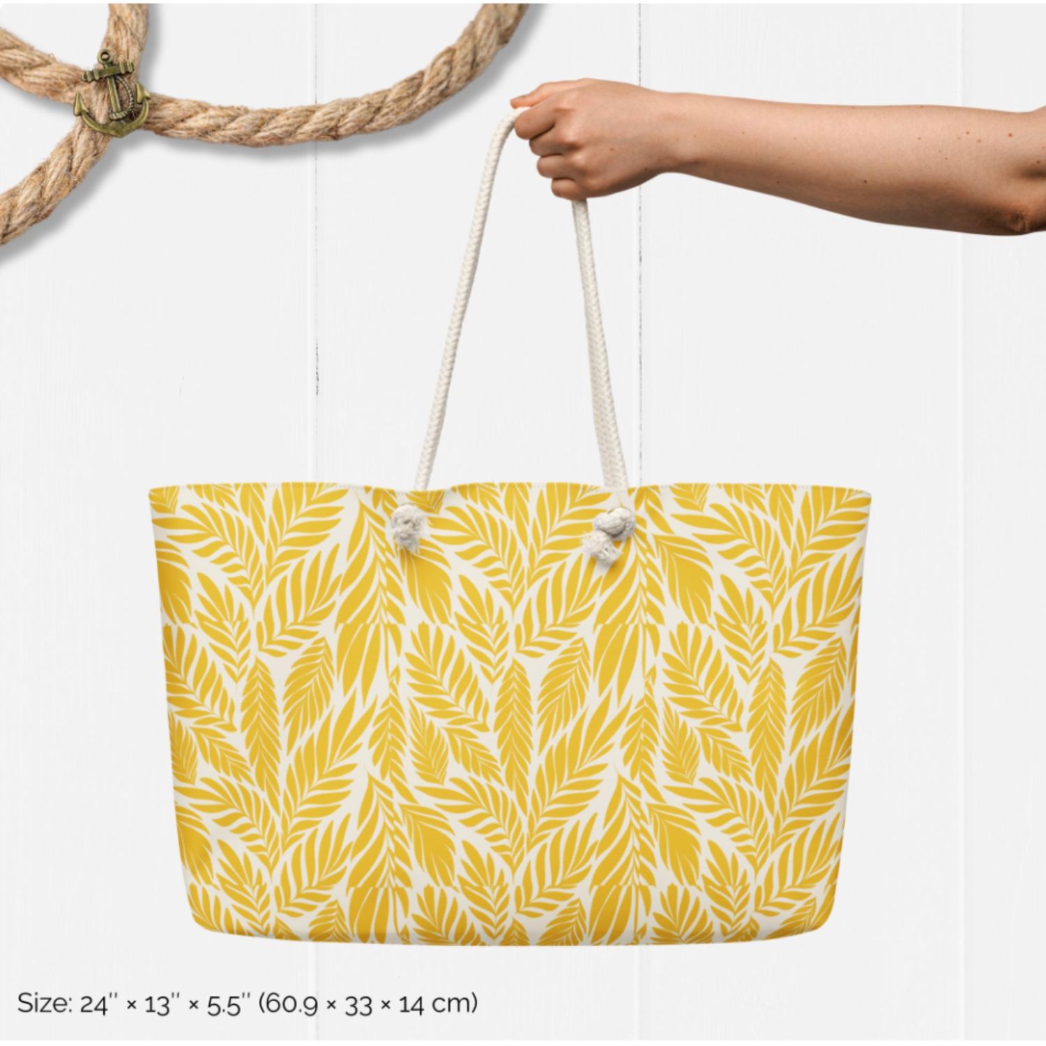 Tropical Palm Oversized Weekender Tote: Spacious Beach Travel Bag