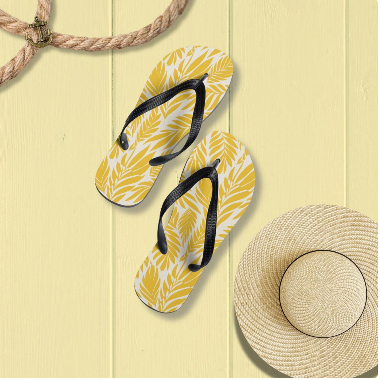 Yellow Palm Beach Sandals: Unisex Summer Slip-Ons
