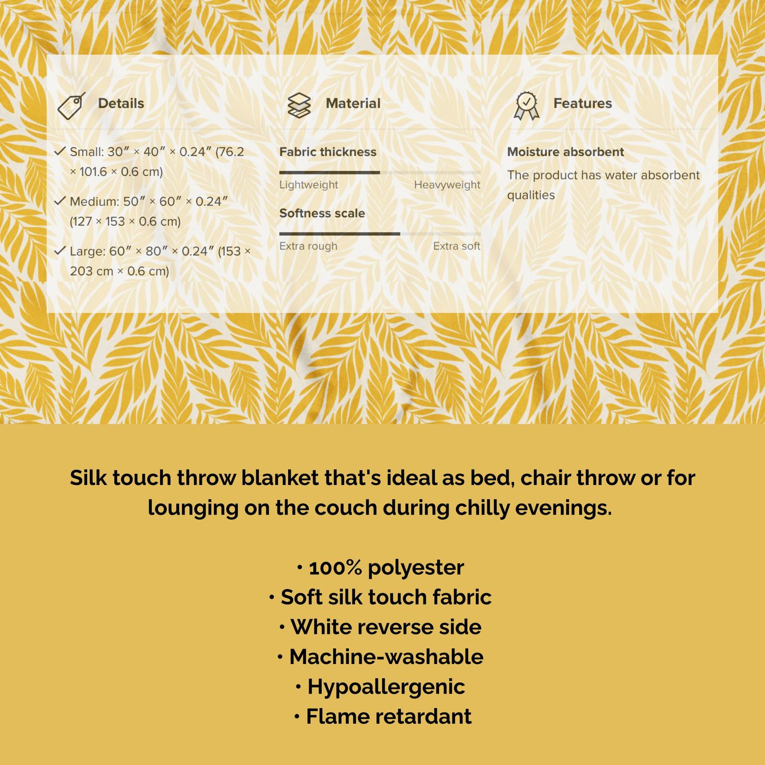 Yellow Palm Soft Touch Throw Blanket