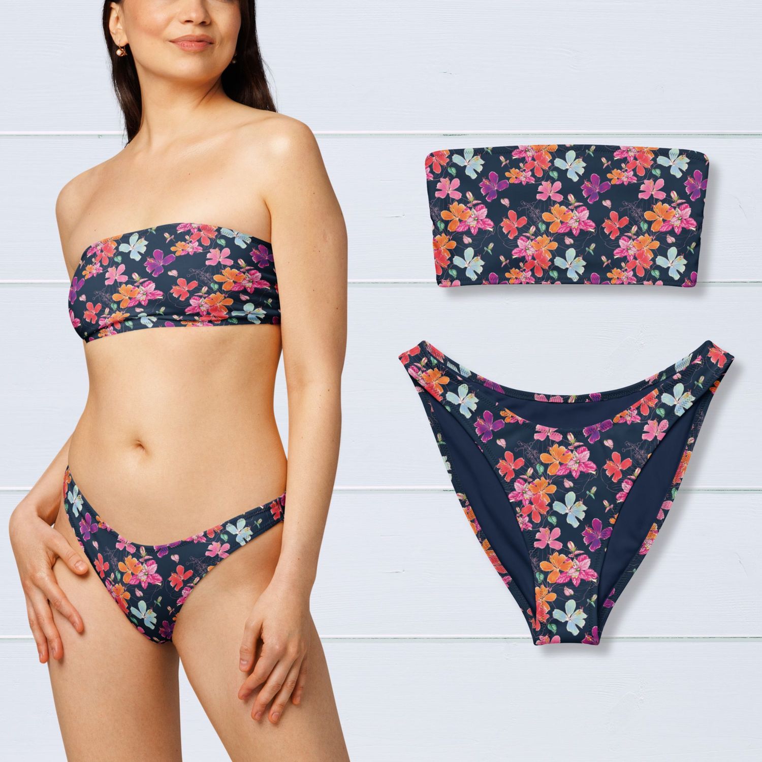 Vibrant Floral Couples Swimsuits: His &amp; Hers Matching Tropical Bathing Suits for Honeymoon Vacation