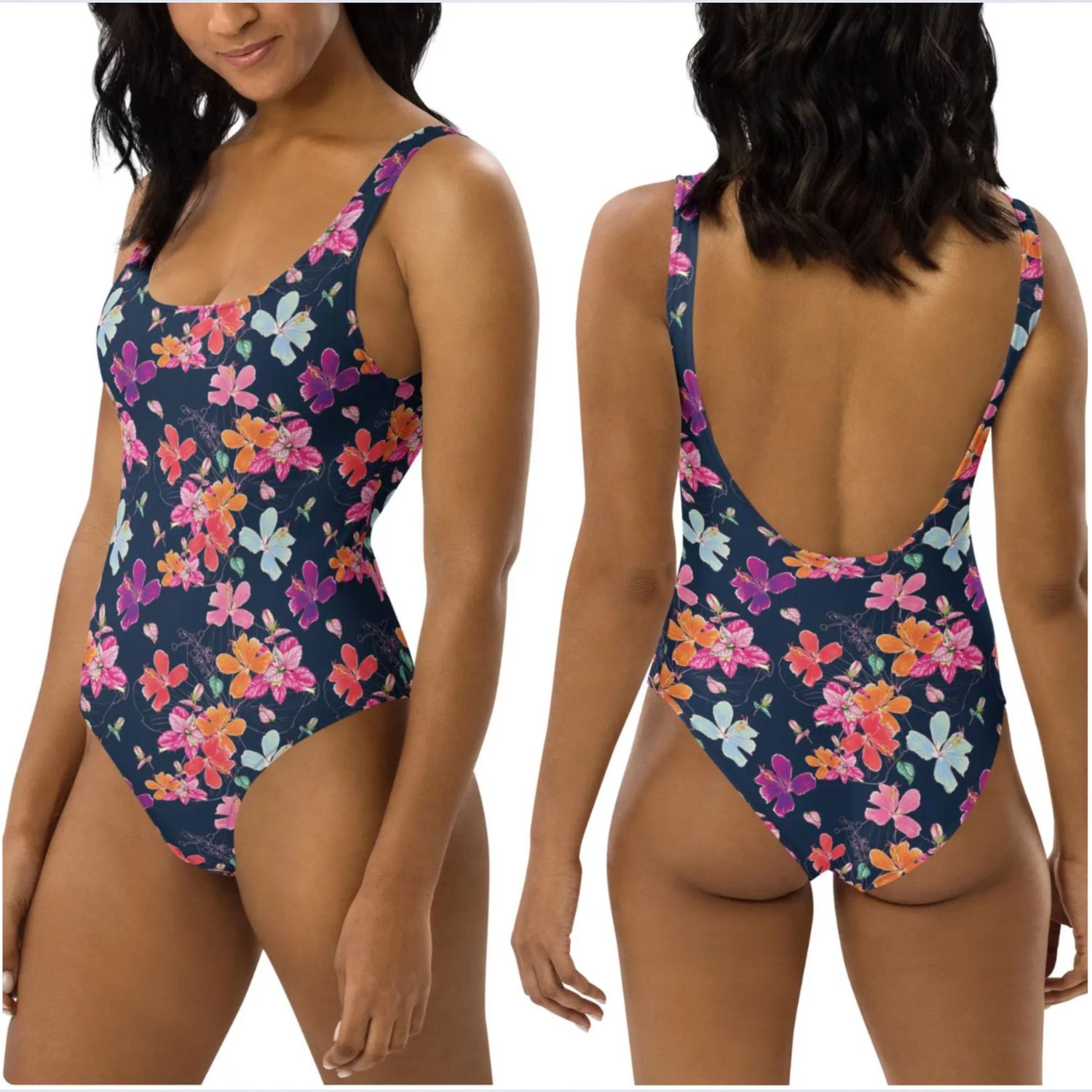 Vibrant Floral Couples Swimsuits: His &amp; Hers Matching Tropical Bathing Suits for Honeymoon Vacation