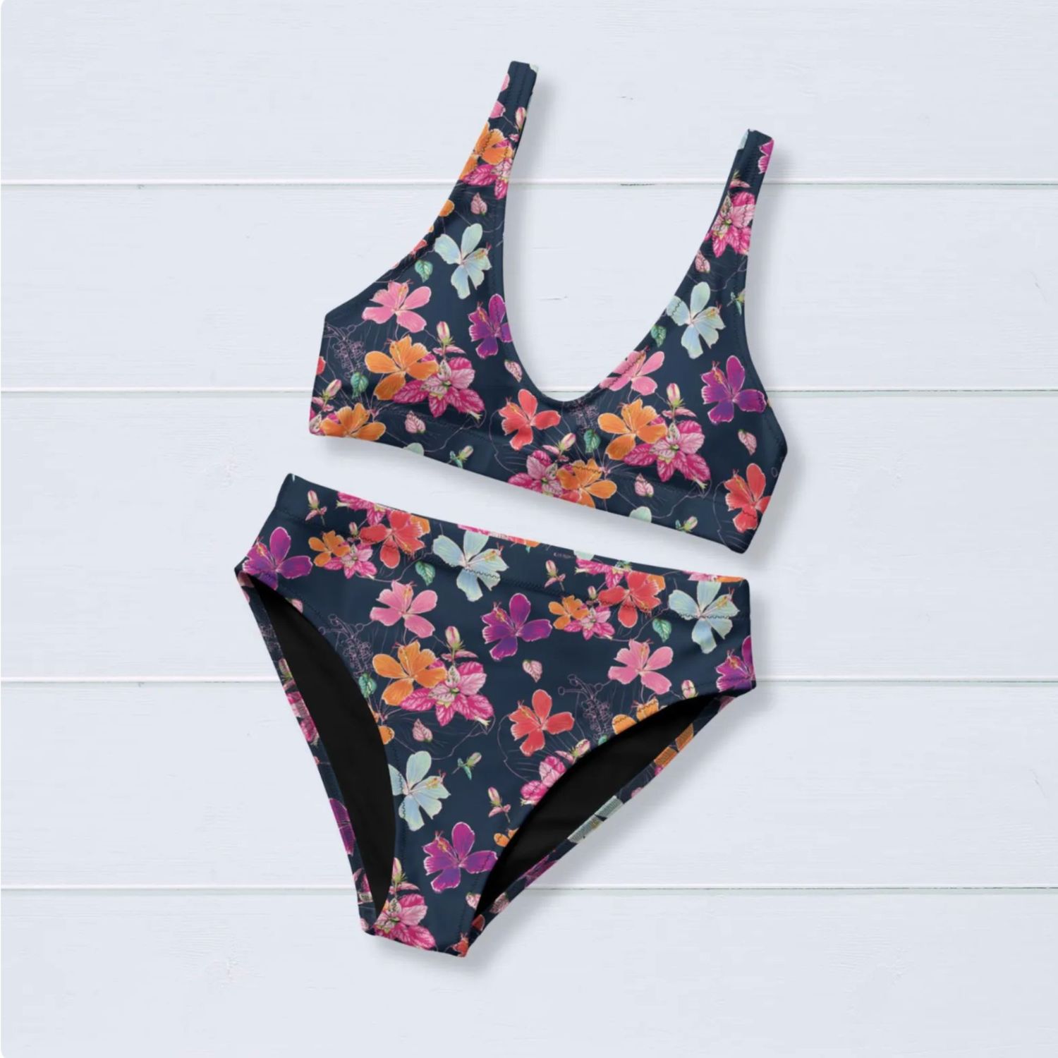 Vibrant Floral Couples Swimsuits: His &amp; Hers Matching Tropical Bathing Suits for Honeymoon Vacation