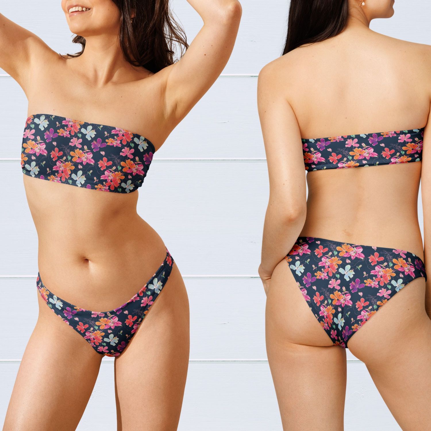 Vibrant Floral Couples Swimsuits: His &amp; Hers Matching Tropical Bathing Suits for Honeymoon Vacation