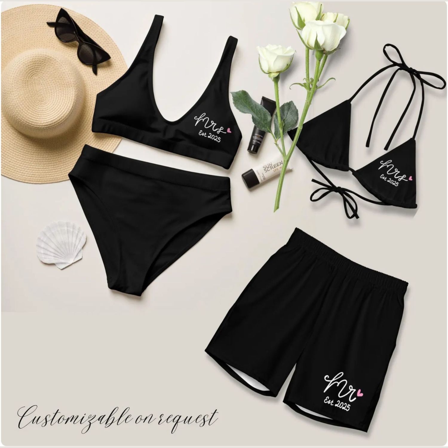 Honeymoon Couples Mr &amp; Mrs Swimsuits.