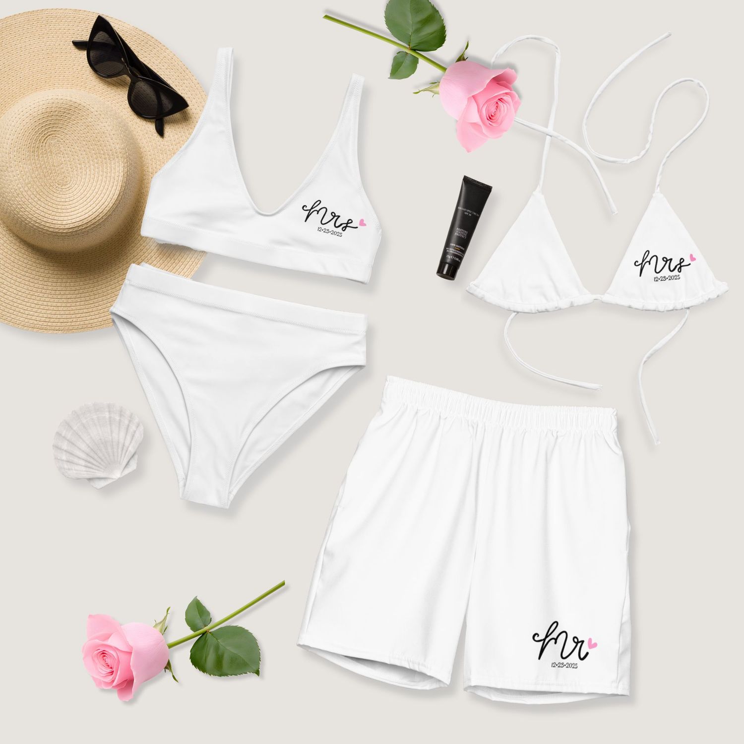 Honeymoon Couples Mr &amp; Mrs Swimsuits.