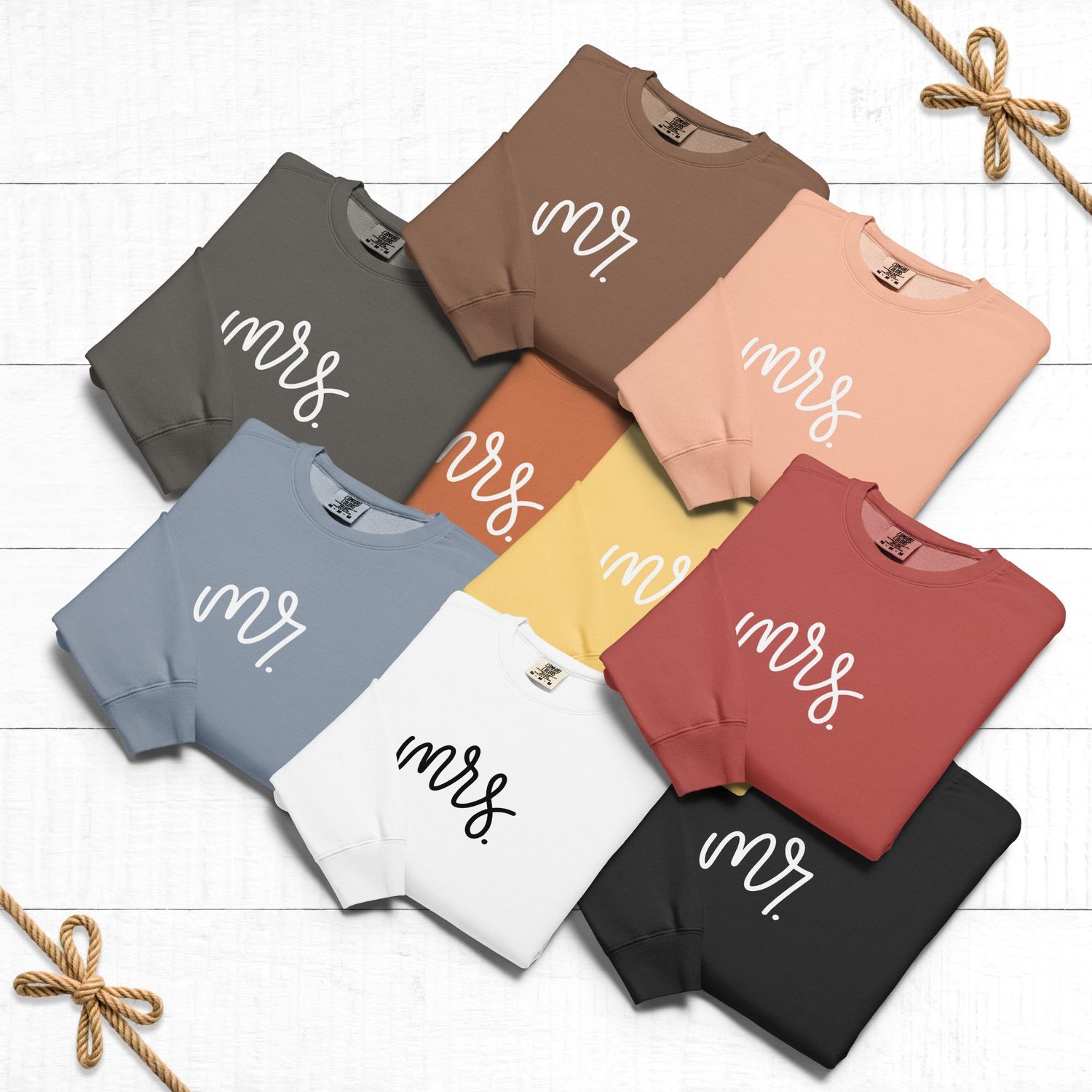 Mr &amp; Mrs Matching Unisex Fleece Crewneck Sweatshirt