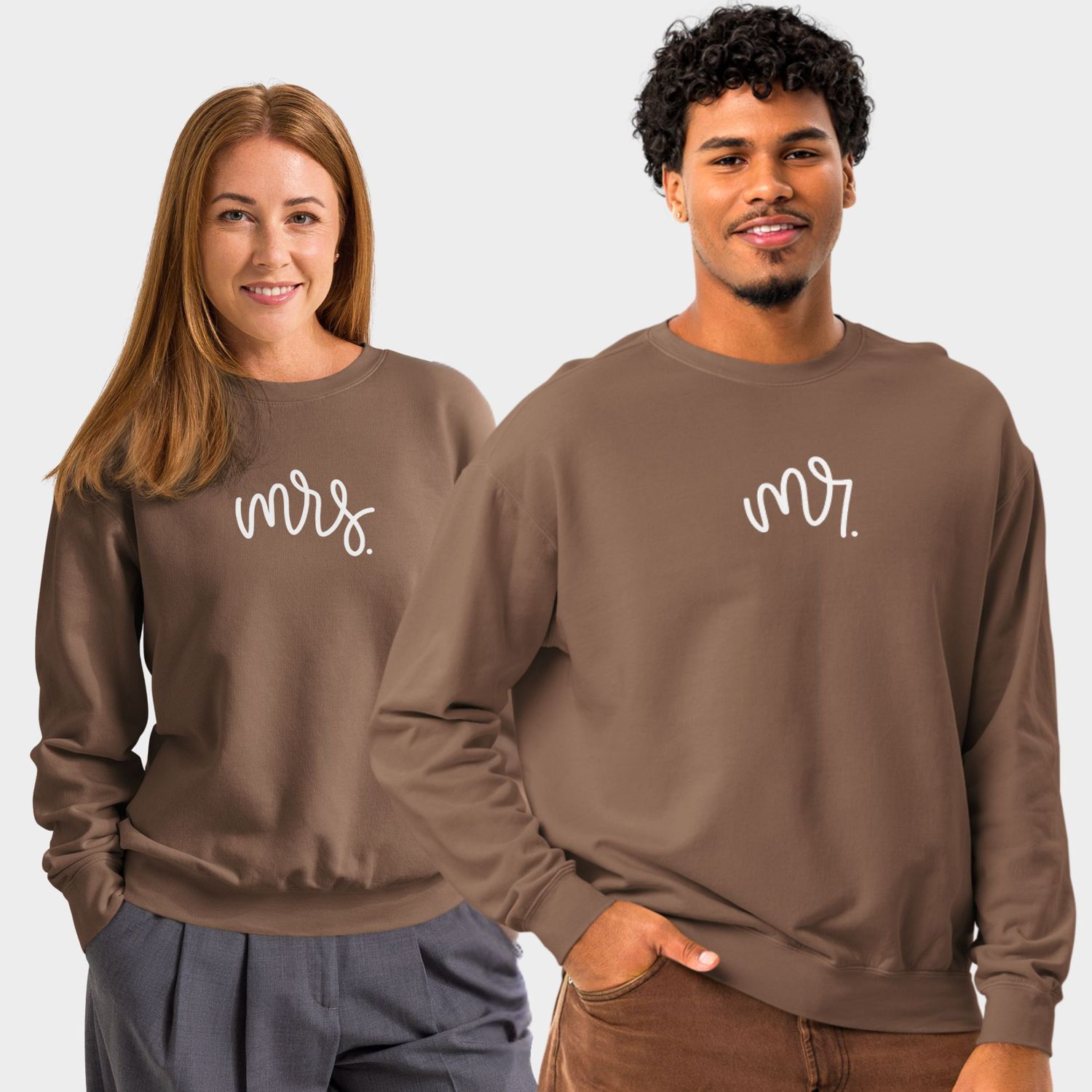 Mr &amp; Mrs Matching Unisex Fleece Crewneck Sweatshirt