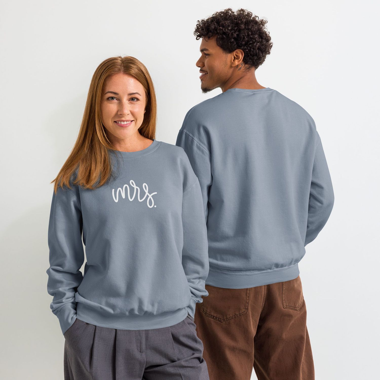 Mr &amp; Mrs Matching Unisex Fleece Crewneck Sweatshirt