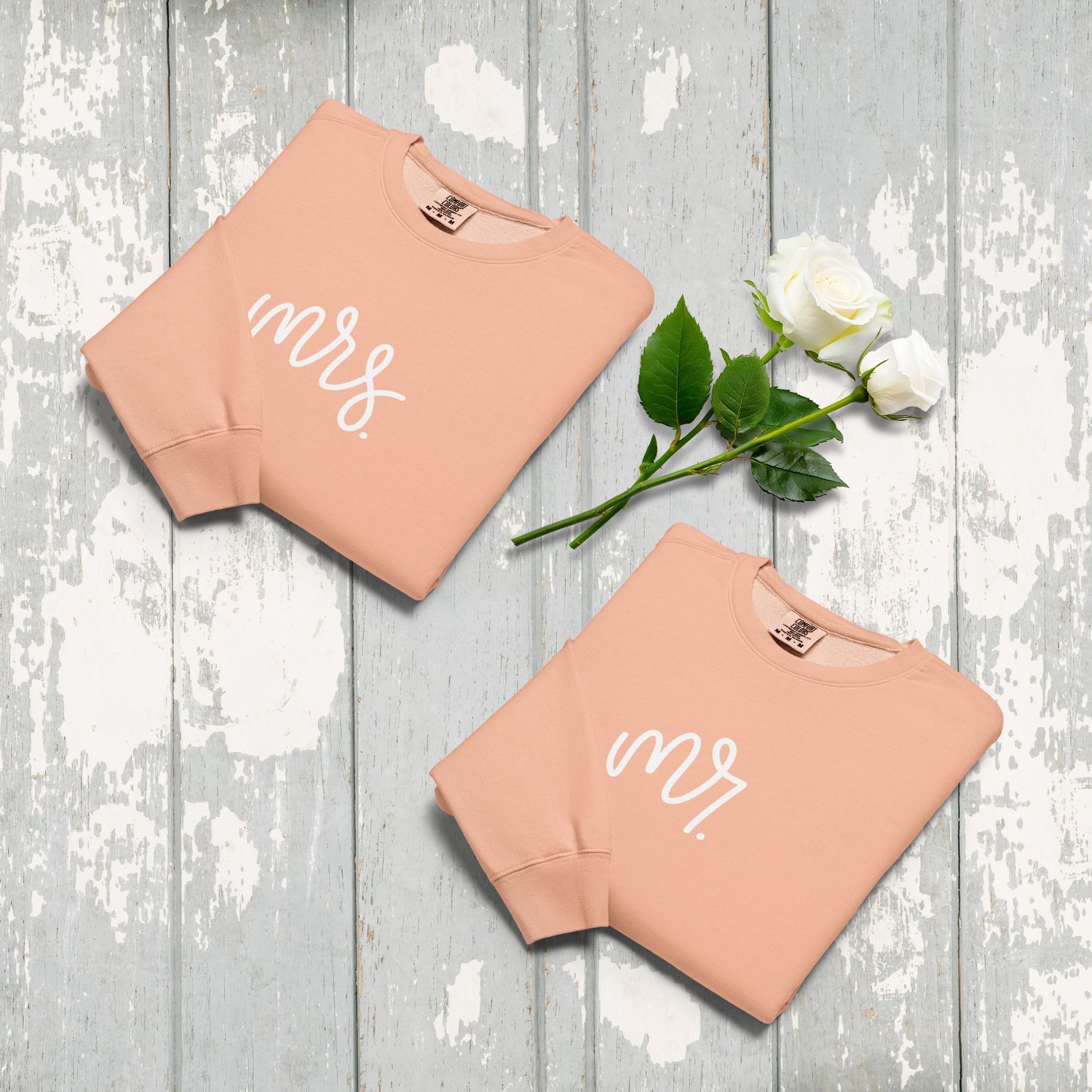 Mr &amp; Mrs Matching Unisex Fleece Crewneck Sweatshirt